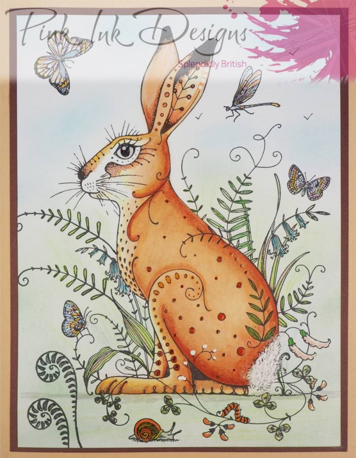 Pink Ink Designs A5 Meadow Hare Stamp Sample