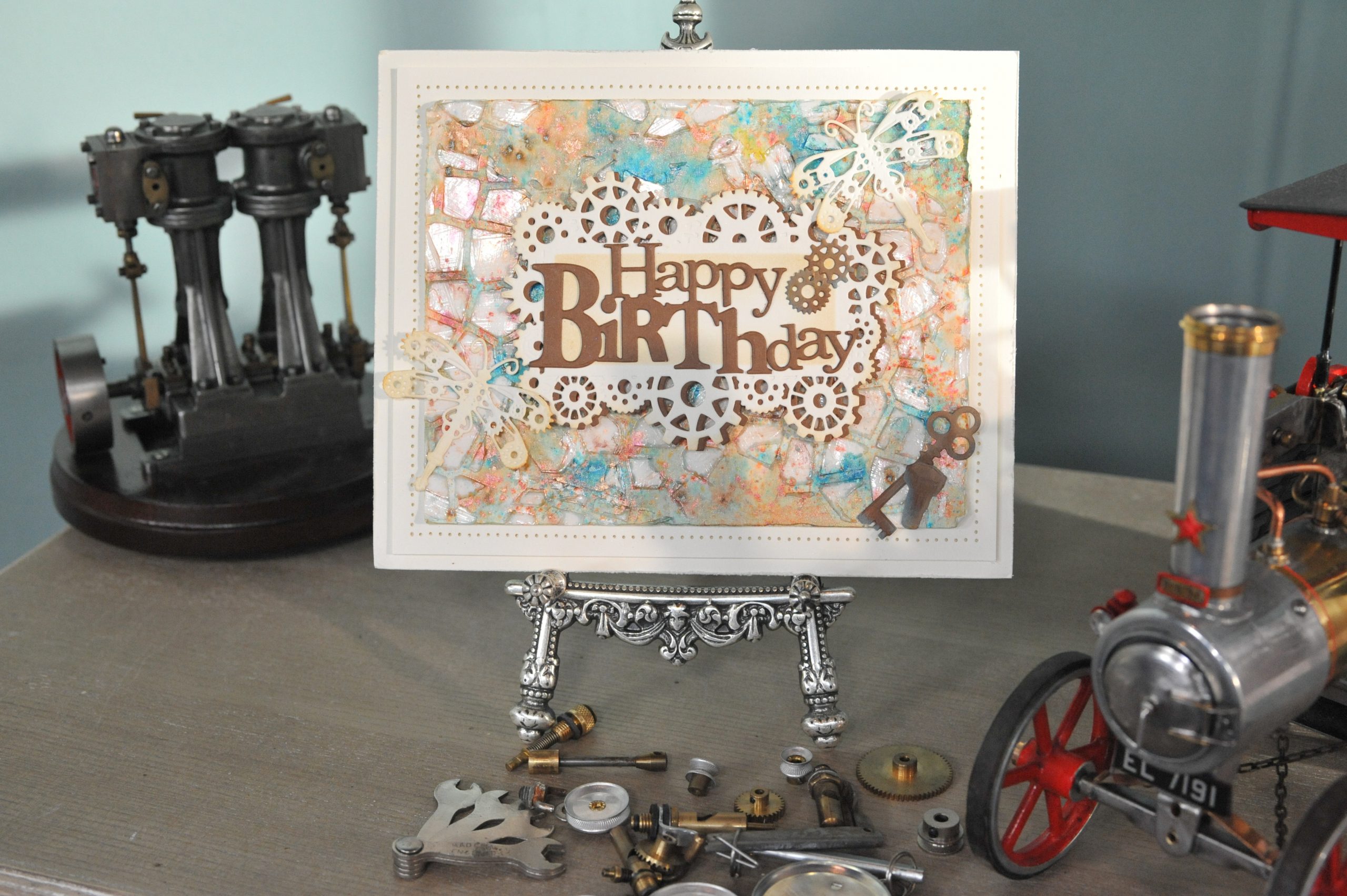 Steam punk texture Happy birthday