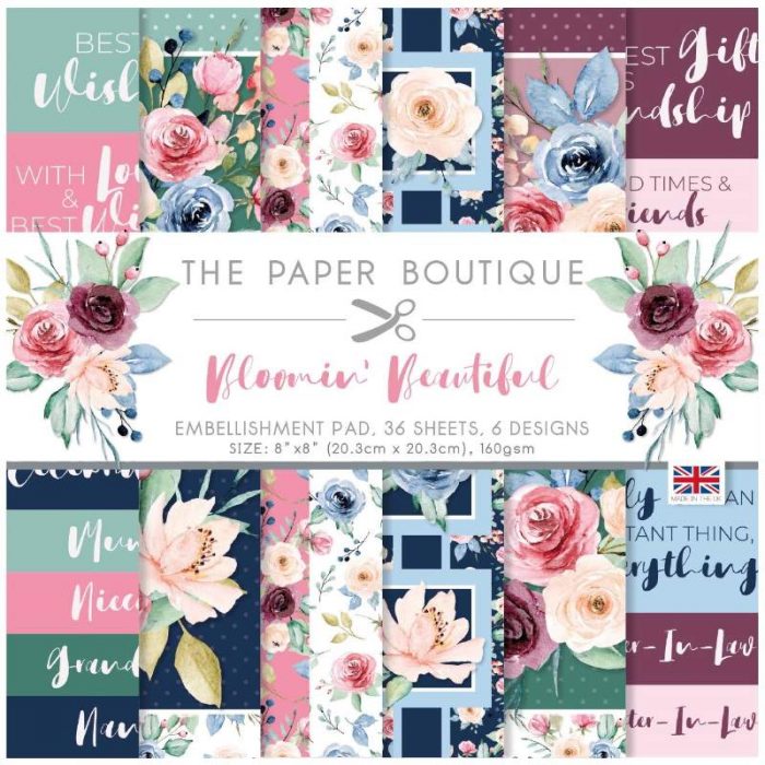 The Paper Boutique Bloomin Beautiful 8 in x 8 in Embellishments Pad