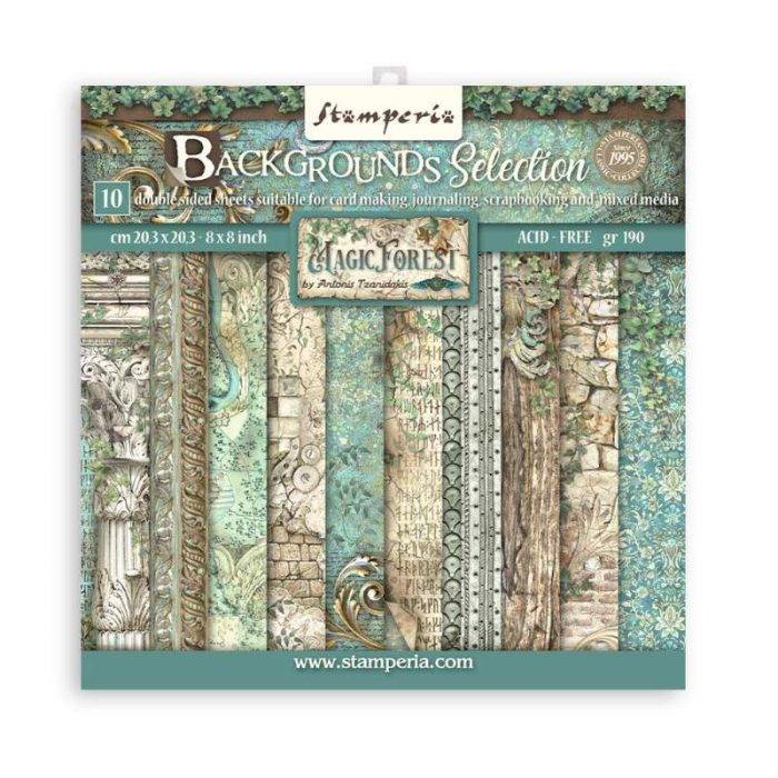 Stamperia Mini Scrapbooking Pad 10 20.3 x 20.3 cm (8x8) Backgrounds Magic Forest